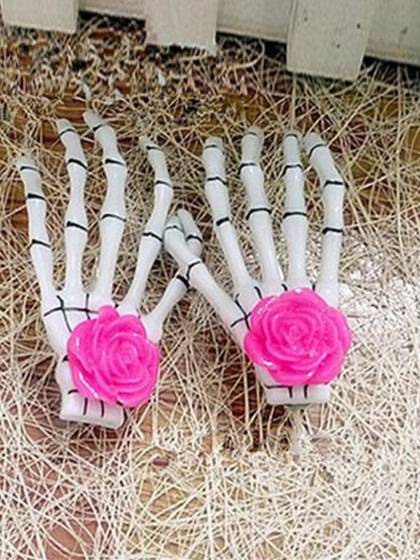 Hrekkjavökupartý Rose Zombie Skull beinagrind Handbein kló hárnál Punk hárklemma fyrir konur stelpu