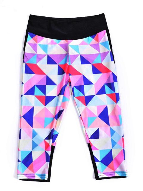 Unisex Impressão Digital Padrão Geométrico Apertado Capri 3/4 Legging Para Yoga Workout Fitness Exercício