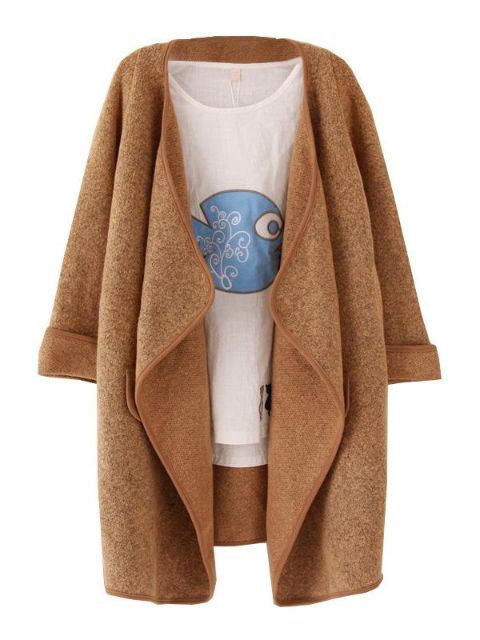 Neue Frauen Cashmere Unregelmäßige Große Revers Warme Langarm Pullover Strickjacke Mantel