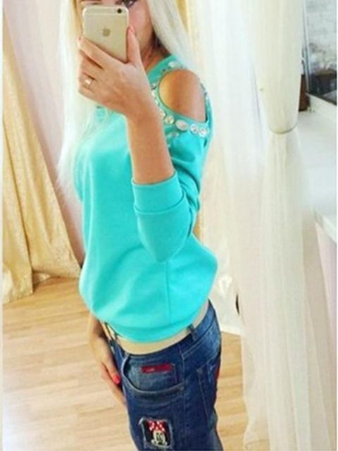 201509 blusa ocasional de la blusa de las mujeres del tamaño extra grande de la blusa ahueca hacia fuera las tapas de la camiseta