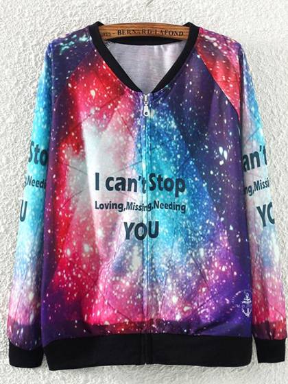 Euramerican Spring Autumn New Fashion Star Impresión de manga larga con capucha Sweater Coat Tops