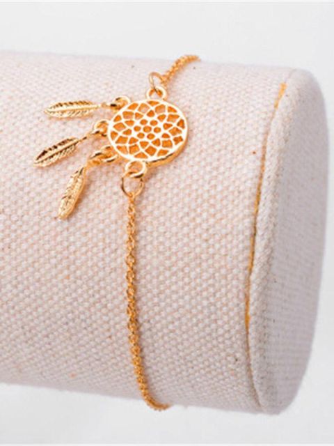 Women&#39;s Fashion Dreamcatcher Einfache hohle Feder Quasten Kette Armband