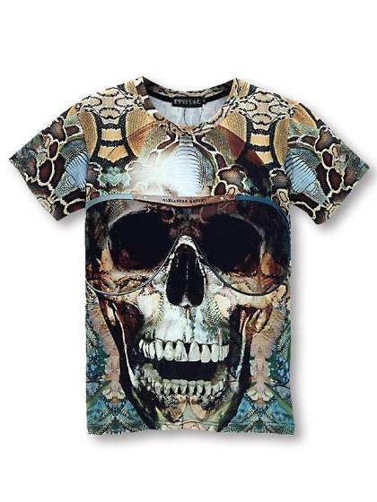 Eurooppalainen korkealaatuinen 3D-digitaalipainettu naisten t-paita kallo 3d merirosvo T-paita klovni painatus lyhythihainen paita