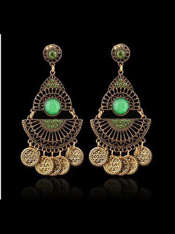 Las mujeres forman la moneda de la personalidad de la vendimia Hot Rhinestone pendientes Geometry Earrings para el partido