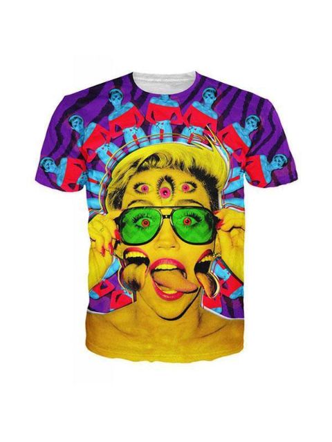 T-shirt décontracté à col rond et à motif imprimé Zombie Miley pour hommes