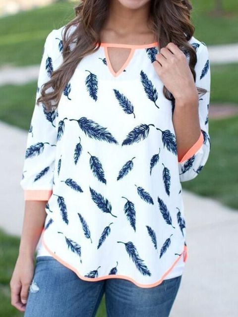 Laufmynstur kvenna Afslappaður stuttermabolur með stuttermabol Bolir kvenna