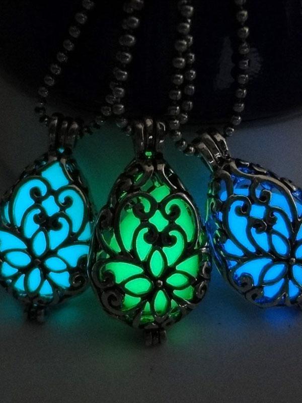 Mode Vintage Drop Stil Aushöhlen Halskette Anhänger Nachtlicht Glow In Dark Geschenke Schmuck Schöne Geschenke