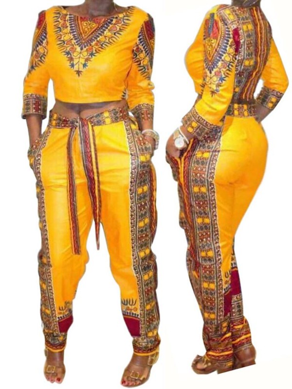 Kynþokkafullur tískusjónarstíll 2PCS skreytt laus föt með langerma uppskera teygjubuxur