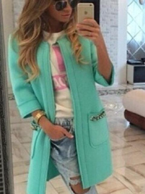 Women's Fall Fashion 7 Points Long Sleeve Casual Coat Outwear Jackets
