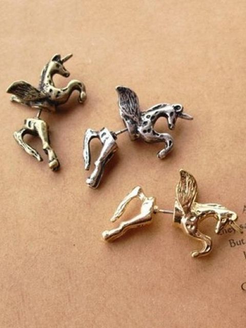 Moda para mujer Nueva personalidad Estilo punky Unicornio Ear Clip Ear Stud Pendientes