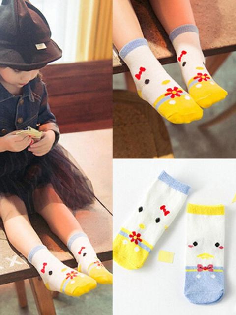 Chaussettes en coton doux à motif de poussins Chaussettes d&#39;hiver 100% coton pour enfants Chaussettes de sol