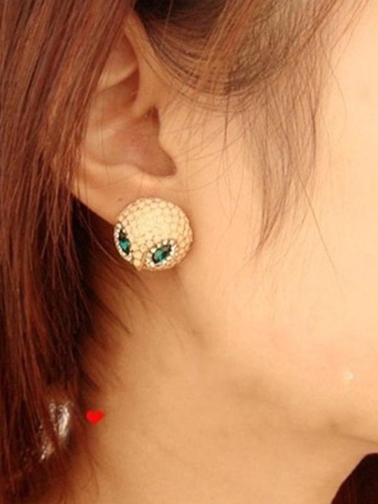 Nueva personalidad Crystal Owl Ear Stud Pendientes Cubic Shape Earring Stud