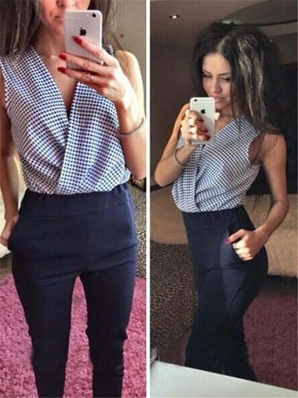 Women's Sexy Deep V Neck Long Sleeve Slim Fit Jumpsuit Casual Rompers Long Pants