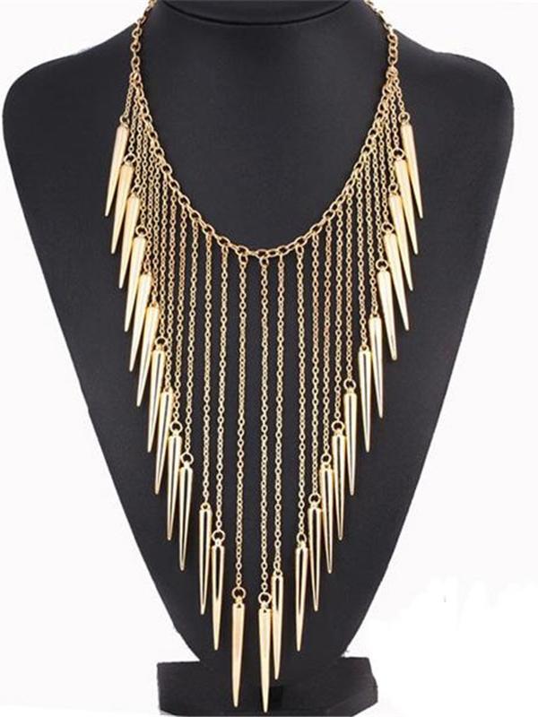 Style d&#39;été femme Maxi collier collier en or chaîne multi-couche Rivet Long gland collier Punk Vintage bijoux pour femme