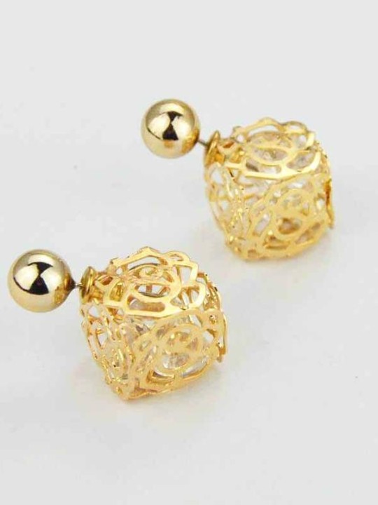 Neue einfache Street Style hohlen Würfel Ball Drop Ohrstecker Ohrringe