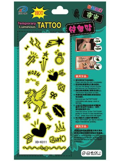 Unisex mode Flying Horse Lip Heart Cross Noctilucous Waterproof Tattoo Stickers Decals Midlertidig Tattoo