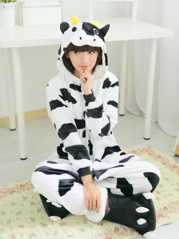 Het Vuxen Mode Onesie Mjölkko Kigurumi Jumpsuit Varm Pyjamas Vuxen Anime Cosplay Halloween Dräkt Vinterälskare Par Homewear Pyjamas Sleepsuit