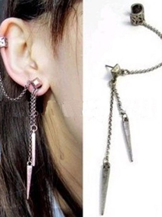 Tíska kvenna Ný persónuleiki Pönkstíll Gotneskur keðja Hönnun Eyrnalokkur Eyrnalokkar