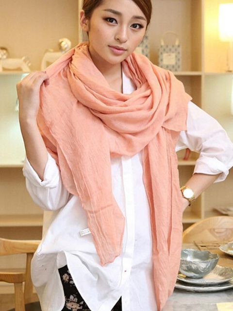 Fashion Women's Autumn Winter Soft Cotton Solid Color Long Warm Scarves Voile Shawl Beach Towel Sunscreen Fabric