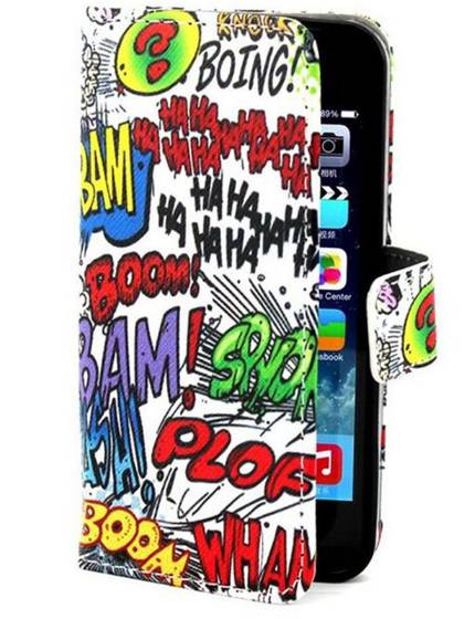 Caso simple del iPhone 6 de la moda cubierta del tirón del tenedor del teléfono Titular de la tarjeta colorida de la cartera de la impresión