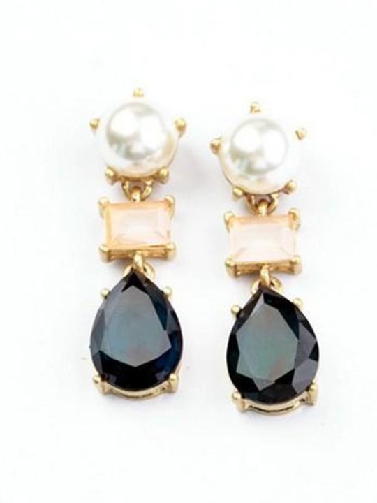 New Arrival Simulated-pearl Crystal Water Teardrop Stud Earring
