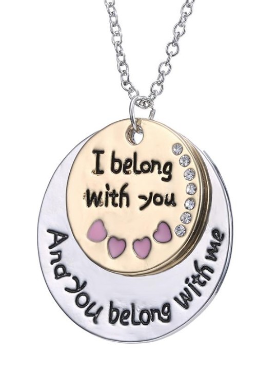 Muoti pari sydän timantti englanti rakkaus motto pudota kaulakoru korutarvikkeet lahjat