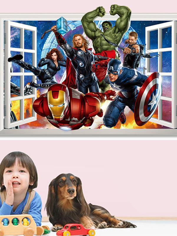 The Avengers 3D vegg límmiði Skapandi krakkaherbergisskreytingar Stofu leikskólaklefa veggskilti Gjöf fyrir börn