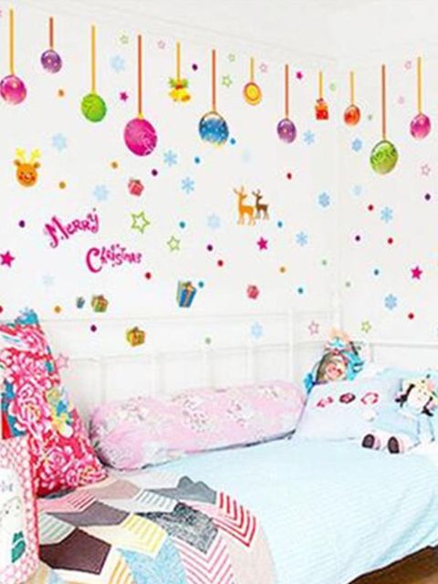 Jul Hjem Dekoration Baggrund Farverige Stickers Wall Window Stickers