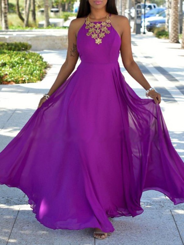 Sexet sommer kvinders Maxi Beach Bohemian Dress Fashion Bandage Backless Halter Dress