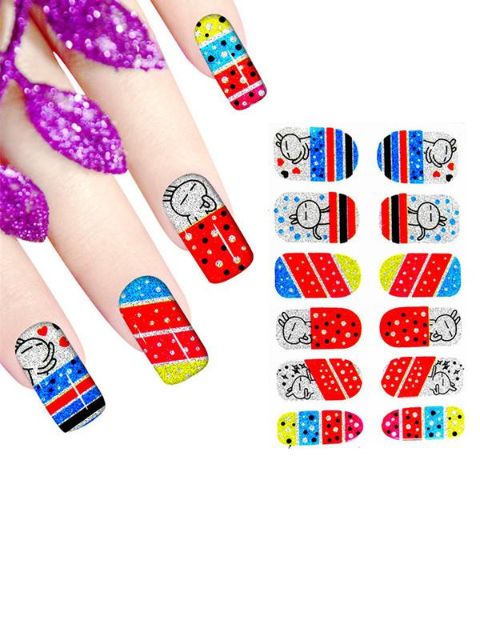 Cartoon Shape Frauen DIY Glänzende Aufkleber Nail Art Decals Nails Wraps Nagel Werkzeuge Maniküre
