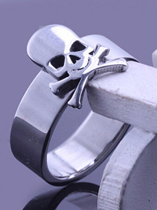 Moda Titanium Aço Anel Unisex Crânio Estilo Punk Jóias
