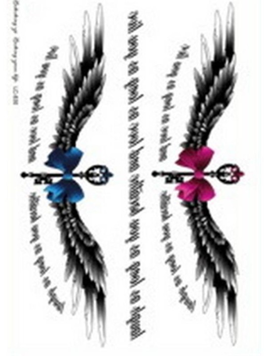 Lettres de mode ailes clés autocollants de tatouage imperméables décalcomanies tatouage temporaire