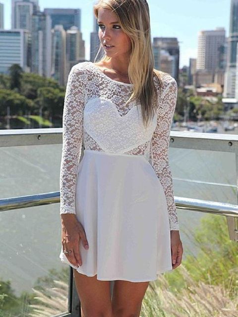 Vestido sin mangas del cordón del arco del corazón del cordón cortado sin respaldo de la cintura alta de las mujeres atractivas