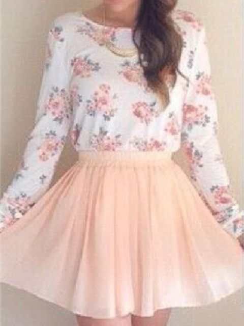 Frauen Sexy Blumendruck Backless T-shirt Crewneck Langarm Baumwolle Tops Heißer Verkauf