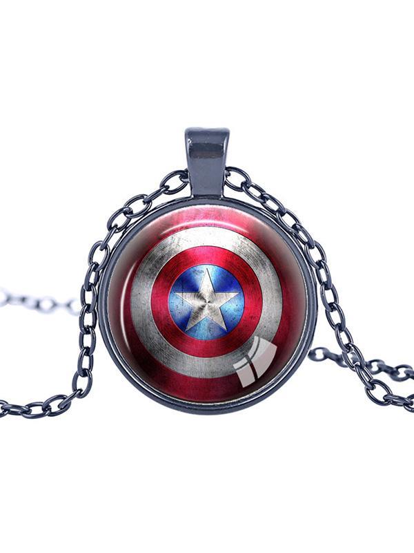 Film Film Vintage Smycken American Superhero Captain America Shield Hänge Halsband Logo Smycken Round Star Flag Hänge