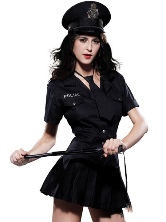 Hot Fashoion Coole Frauen Kostüme Polizei Sexy Dessous Schwarz Polizei Anzug