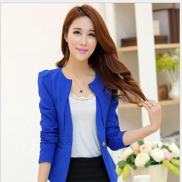 New Women Blazer Spring Slim Top Elegant Double Breasted Short Design