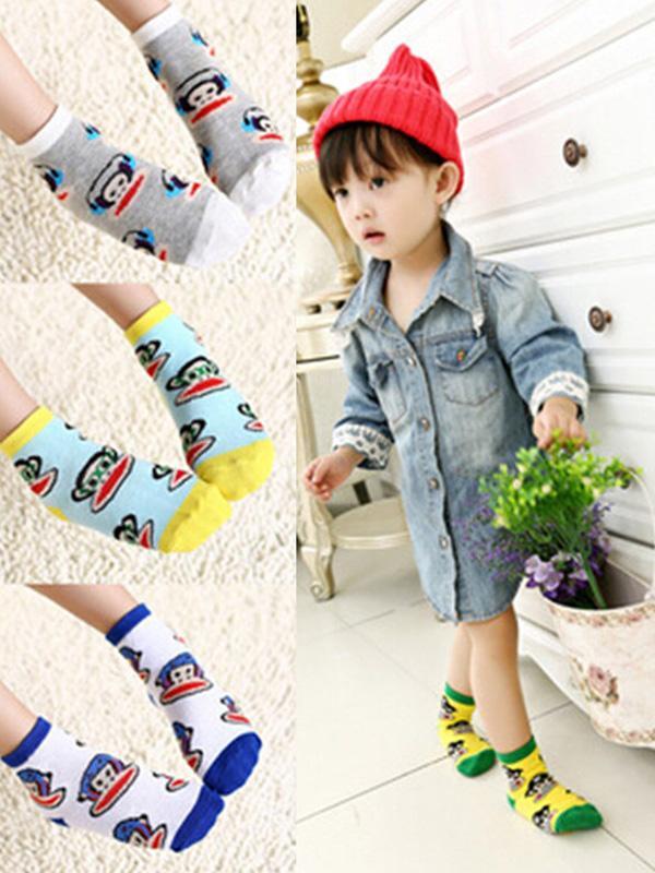 Children's Cute Monkey Socks 100% Cotton Socks Cartoon Floor Short Socks