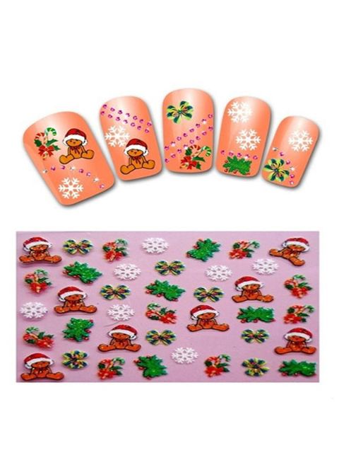 Nya nagelkonstklistermärken julgran/snögubbe/snöflinga/blomma 3D nagelklistermärke fransk manikyr gör-det-själv-verktyg