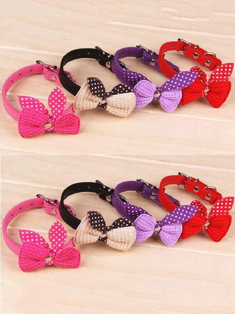 Colar coleiras de cachorro de cachorro de cachorro de couro ajustável de nó de arco de malha
Coleiras para cães
Colar de gato perro
Tamanho XS SM