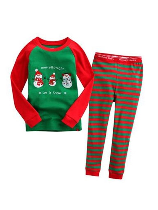 Weihnachten Kinder Kleidung Streifen Muster Cotton Warm Tops + Pants Anzüge Kinder Pyjamas Nachtwäsche Sets
