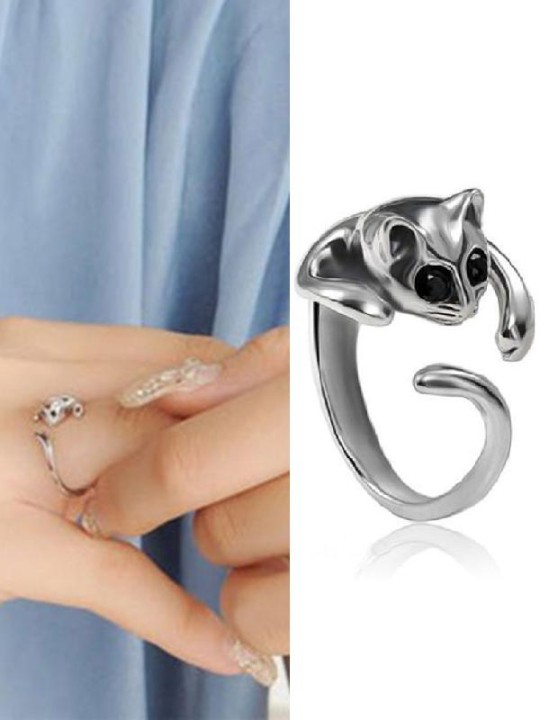 Gato bonito Forma Anéis Anéis de Dedo Tcheco Moda Diamante Dedo Aberto Dicas Presentes de Jóias