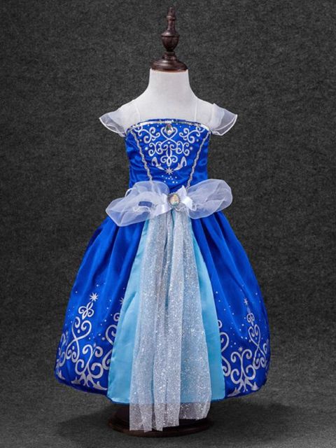 Moda lindo blanco como la nieve niñas vestido de Europa estilo princesa azul traje de tutú vestido de niños traje