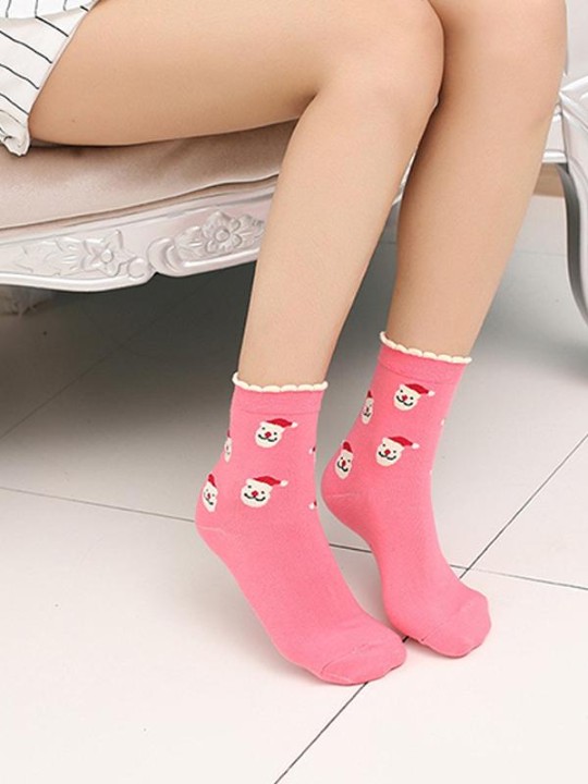 Women's Socks Short Christmas Gift Cute Santa Pattern Sock Fashion Winter Wool Cute Socks Warm Socks