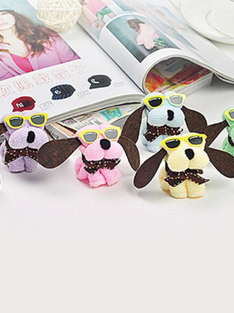 Cute Design Mini Cartoon Cake Towel Dog Puppy Small Kerchief Towel Mix Color Towel