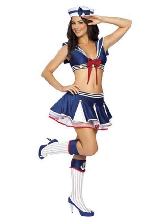 Women's 2PCS Sexy Navy Uniforms Cosplay Halloween Uniforms Clubwear Set