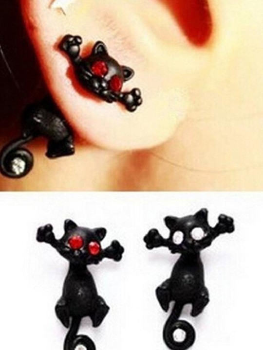 Neue einfache heiße Punk Style Black Little Cat Ohrstecker Ohrringe