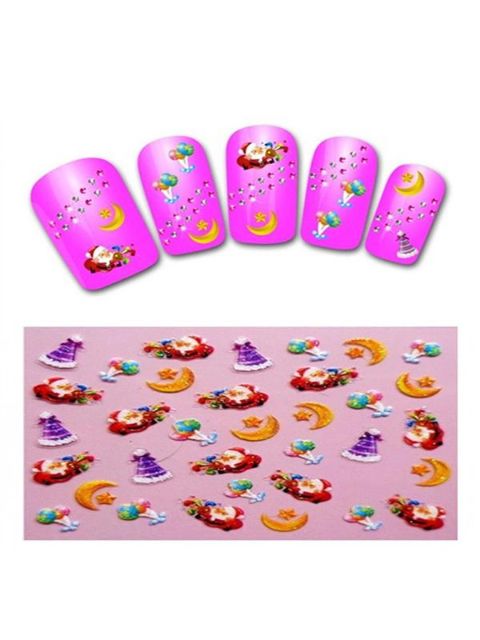 Nye negle kunst klistermærker mærkat jul design måne / stjerne / julemanden dekoration 3D negle klistermærke fransk manicure DIY værktøjer