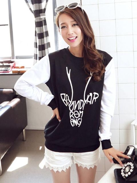 Moda Outono Mulheres Verão Nova Carta Impresso T-shirt Da Moda Casual Doce Estilo Solto T-shirt