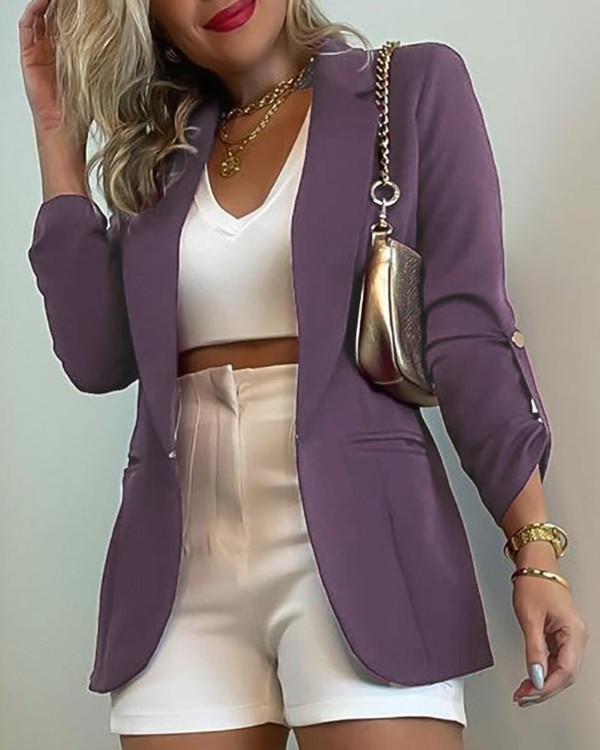 Abrigo blazer de manga larga con botones decorativos